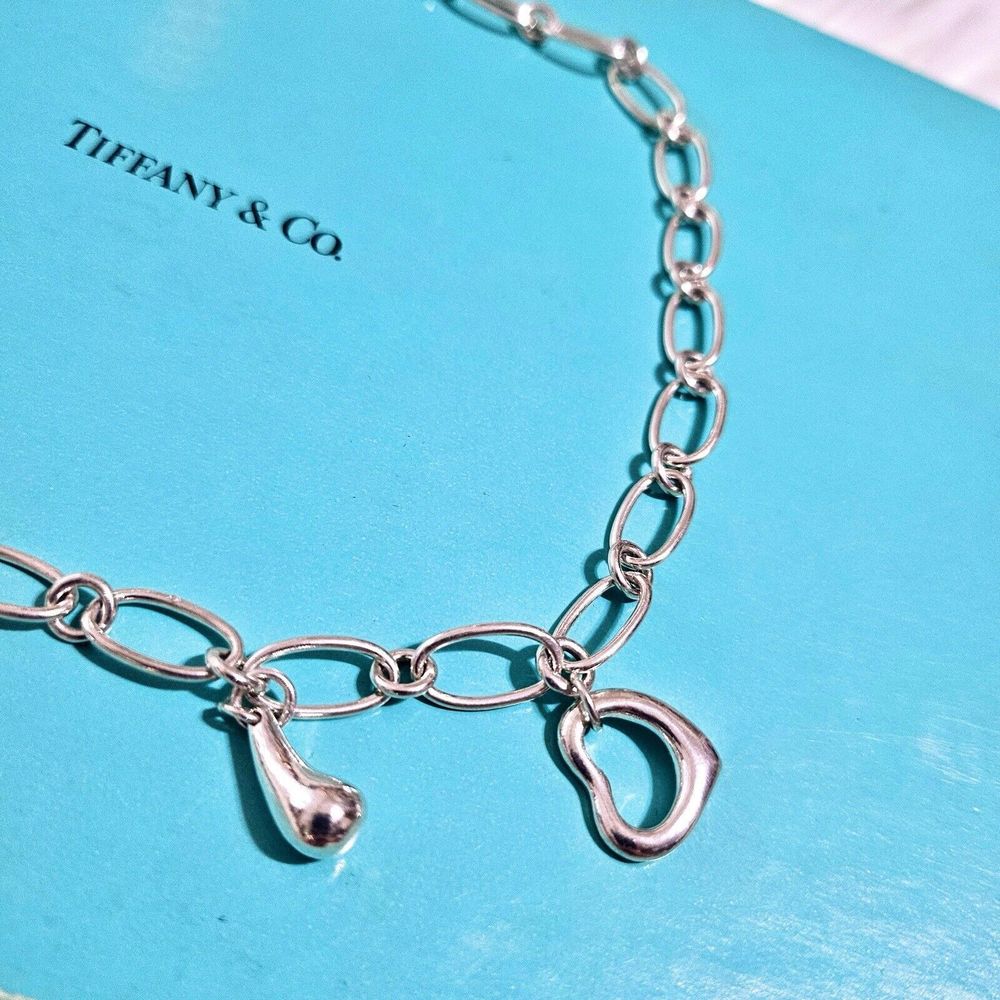 🎋SOLD🧧 RARE Tiffany & Co. Elsa Peretti Iconic 5 Charms Silver  Necklace 16” - Picture 4 of 7